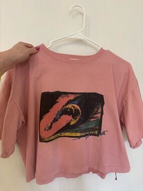 SAINT LAURENT Pink Cropped Tee